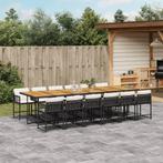 vidaXL 13-delige Tuinset met kussens poly rattan zwart, 2 zitplaatsen, Nieuw, Tuinset, Verzenden