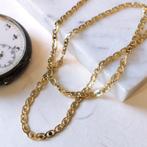 Bicolor gouden fantasie schakel ketting | 51 cm (witgoud), Sieraden, Tassen en Uiterlijk, Kettingen, Ophalen of Verzenden, Gebruikt