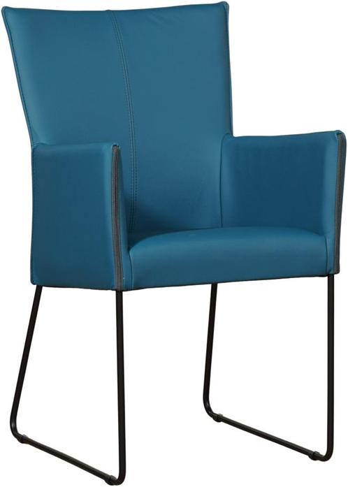 Blauwe leren industriële eetkamerstoel - Toledo Leer Turquoi, Huis en Inrichting, Stoelen, Eén, Overige kleuren, Nieuw, Leer, Ophalen of Verzenden