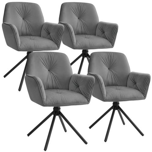 Draaibare fauteuil Lenia, gestoffeerd - Fluweellook antracie, Huis en Inrichting, Stoelen, Verzenden