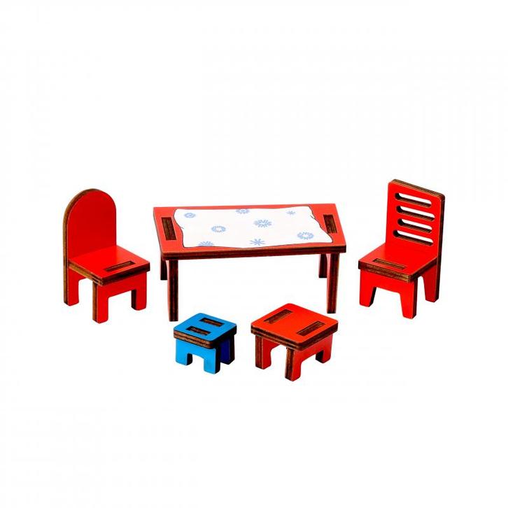 Pippi Langkous - Houten meubelset nr.1 (Poppenhuizen), Kinderen en Baby's, Speelgoed | Poppenhuizen, Nieuw, Ophalen of Verzenden