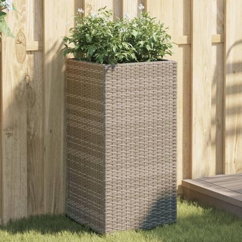 vidaXL Plantenbakken 2 st 40x40x80 cm poly rattan grijs, Tuin en Terras, Bloembakken en Plantenbakken, Nieuw, Kunststof, Verzenden