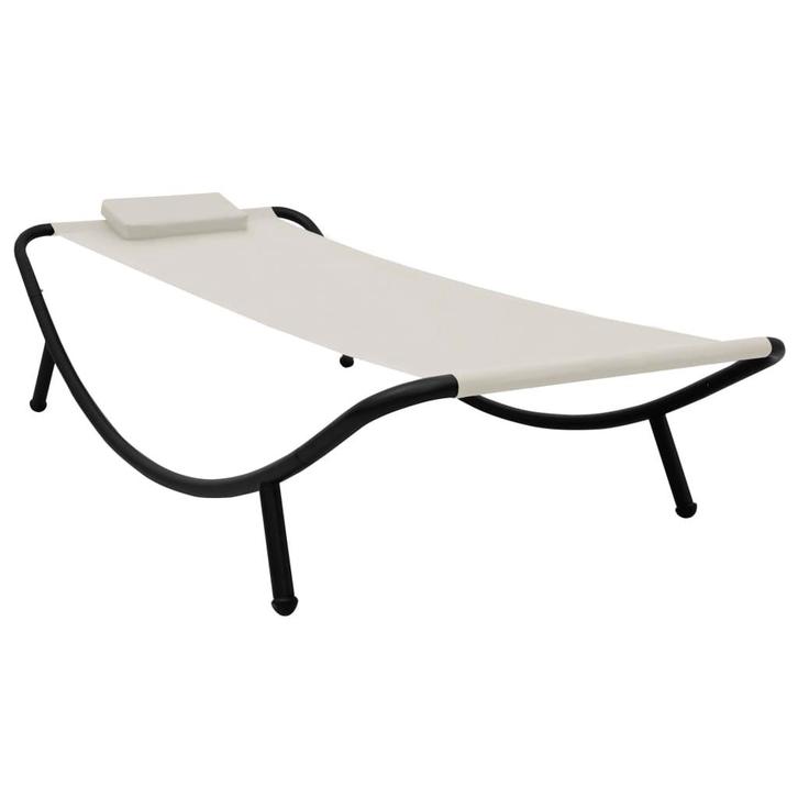 vidaXL Tuinbed 200x90 cm staal crème, Tuin en Terras, Ligbedden, Nieuw, Verzenden