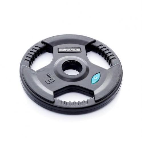 Muscle Power Rubberen Halterschijf - 50 mm - 5 kg, Sport en Fitness, Fitnessmaterialen, Halterschijven, Nieuw, Armen, Benen, Borst