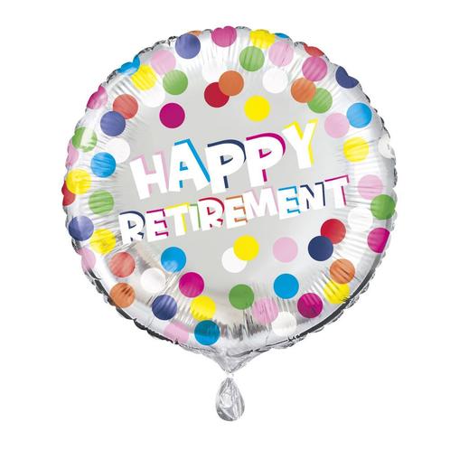 Helium Ballon Happy Retirement gekleurd 45cm Leeg., Hobby en Vrije tijd, Feestartikelen, Nieuw, Verzenden