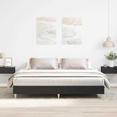 vidaXL Bedframe zonder matras 180x200 cm spaanplaat zwart, Huis en Inrichting, Slaapkamer | Bedden, 80 cm, 200 cm, Zwart, Eenpersoons