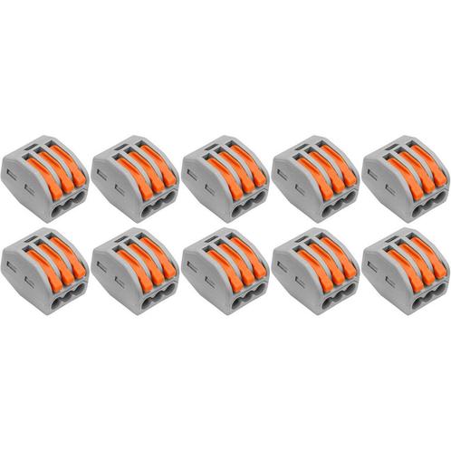 Lasklem Set 10 Stuks 3 Polig met Klemmetjes Grijs/Oranje, Doe-het-zelf en Verbouw, Elektra en Kabels, Nieuw, Ophalen of Verzenden