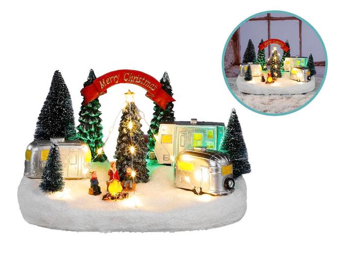 Christmas scene trailers in sneeuw met LED verlichting 26 x, Hobby en Vrije tijd, Feestartikelen, Nieuw, Verzenden