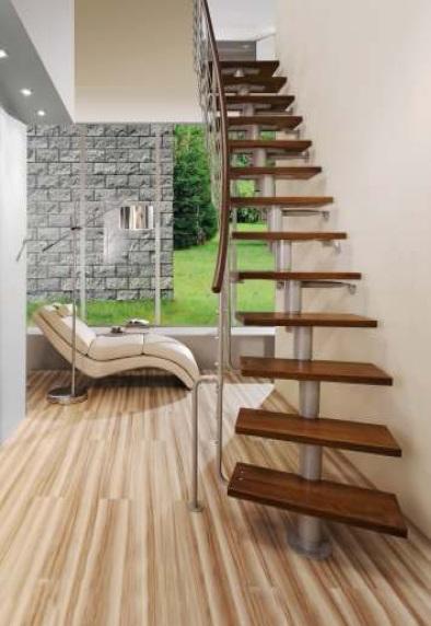 Stalen trap Dixi met beukenhouten trede, Doe-het-zelf en Verbouw, Ladders en Trappen, Trap, Nieuw, 4 meter of meer, Ophalen of Verzenden