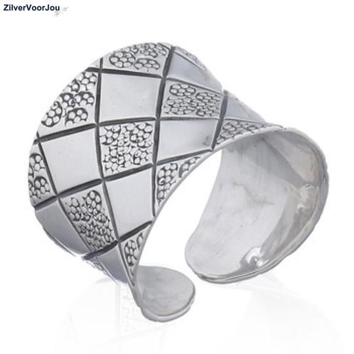 Zilveren schaakbord design ring, Sieraden, Tassen en Uiterlijk, Ringen, Nieuw, Verzenden