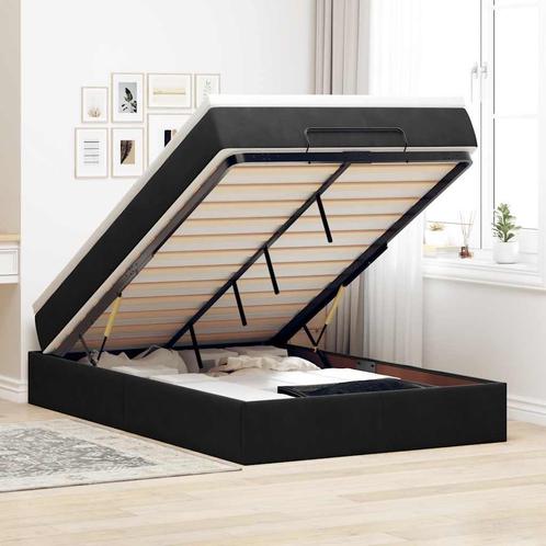 vidaXL Bed poef met matras 120x190 cm fluweel zwart, Huis en Inrichting, Slaapkamer | Bedden, 120 cm, 190 cm of minder, Zwart
