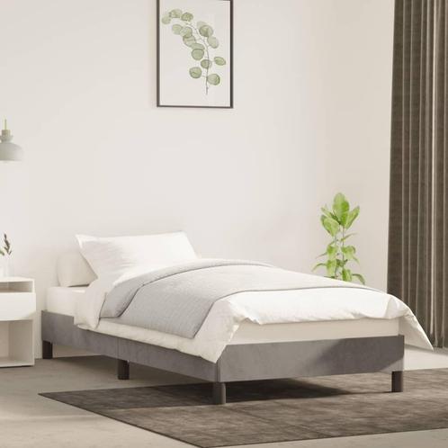 Bedframe 90x190 Lichtgrijs Fluweel - Retourdeal! 35% korting, Huis en Inrichting, Slaapkamer | Bedden, 90 cm, 190 cm of minder