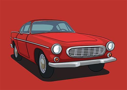Poster Volvo P1800 Rood, Auto diversen, Auto-accessoires, Ophalen of Verzenden