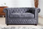Chesterfield 2-zitsbank 150 cm antiek grijs microvezel, Huis en Inrichting, Ophalen of Verzenden, Nieuw