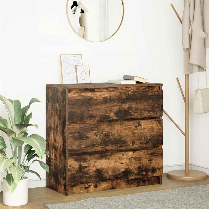 vidaXL Dressoir 80x35x76 cm spaanplaat gerookt eikenkleurig, Huis en Inrichting, Kasten | Dressoirs, 25 tot 50 cm, Nieuw, 50 tot 100 cm