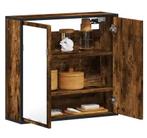 Gerookt Eiken Badkamerkast met Spiegel – Wandkast 65×20×60 c, Huis en Inrichting, Kasten | Overige, Verzenden, Nieuw