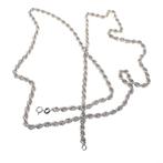 Massief zilveren gedraaide lange ketting | 91 cm, Gebruikt, Ophalen of Verzenden, Zilver, Overige kleuren