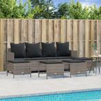 vidaXL 5-delige Loungeset met kussens poly rattan grijs, Tuin en Terras, Verzenden, Nieuw, Rotan, Loungeset