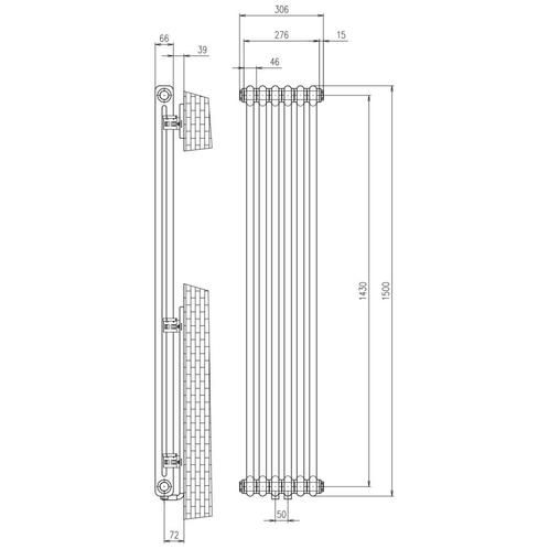 Designradiator Sapho Fede 150x30,6 cm Mat Wit, Doe-het-zelf en Verbouw, Sanitair, Ophalen of Verzenden