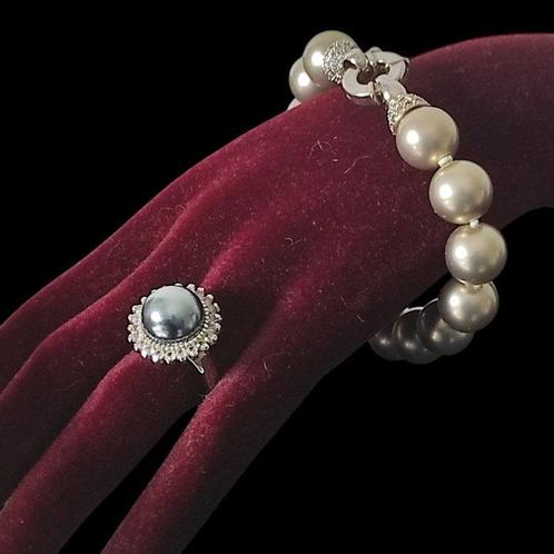 Zonder Minimumprijs - 2-delige sieradenset Zilver, Parel, Sieraden, Tassen en Uiterlijk, Antieke sieraden