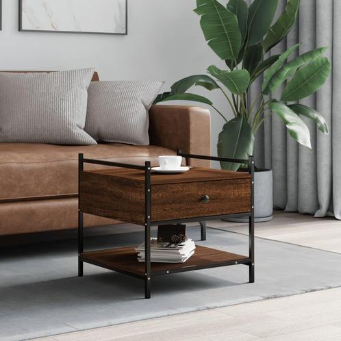 vidaXL Salontafel 50x50x50 cm bewerkt hout bruin eikenkleur, Huis en Inrichting, Tafels | Salontafels, 50 tot 100 cm, Nieuw, Overige houtsoorten