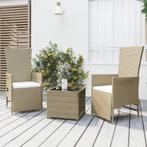 vidaXL 3-delige Loungeset poly rattan en staal beige, Tuin en Terras, 3 zitplaatsen, Nieuw, Loungeset, Verzenden