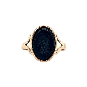 Roségouden vintage zegelring met kleursteen 14 kt beschikbaar voor biedingen