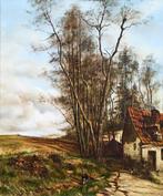 Jan Van Den Borre (XX) - Landschap met dorpje, Antiek en Kunst, Kunst | Schilderijen | Klassiek