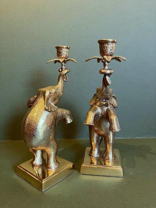 G&C Interiors - Kandelaar (2) - Brons - Kandelaars Olifanten, Antiek en Kunst, Curiosa en Brocante