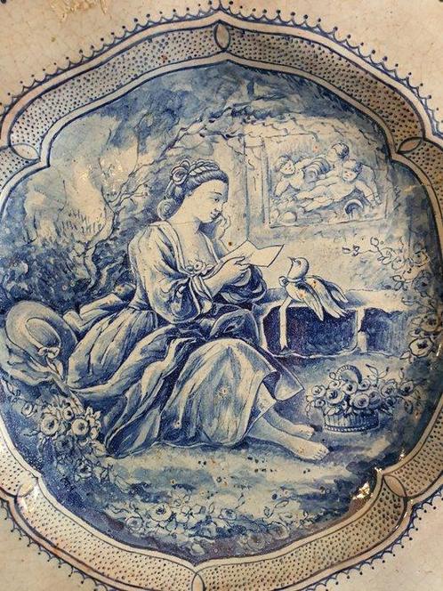 Desvres/Lille - Schotel - Majolica - Groot bord in majolica, Antiek en Kunst, Antiek | Glas en Kristal