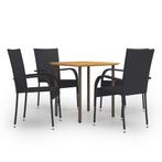vidaXL 5-delige Tuinset poly rattan zwart, 4 zitplaatsen, Nieuw, Tuinset, Verzenden