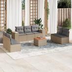 vidaXL 8-delige Loungeset met kussens poly rattan beige, Nieuw, 8 zitplaatsen, Loungeset, Verzenden