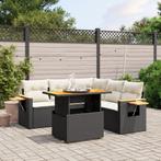 vidaXL 6-delige Loungeset met kussens poly rattan zwart, Verzenden, Nieuw, Rotan, Loungeset