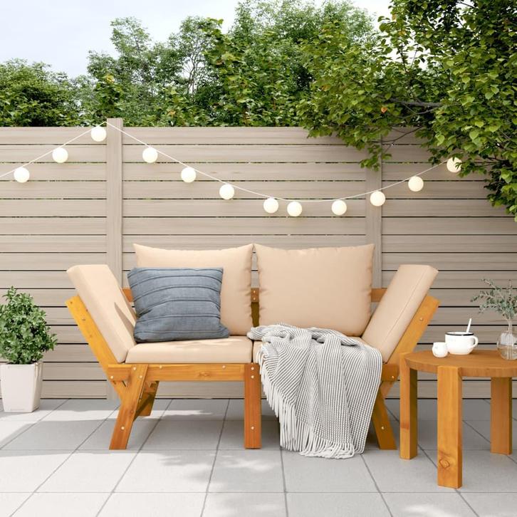 vidaXL Tuinbank met kussens 2-in-1 massief acaciahout, Tuin en Terras, Tuinbanken, Nieuw, Hout, Verzenden