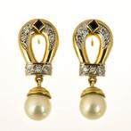 Cocktail oorbellen - 18 karaat Geel goud Parel - Diamant, Sieraden, Tassen en Uiterlijk, Antieke sieraden