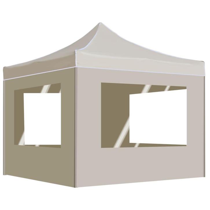 vidaXL Partytent inklapbaar met wanden 3x3 m aluminium crème, Tuin en Terras, Partytenten, Partytent, Nieuw, Verzenden