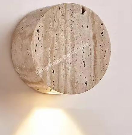 Wabi-Sabi Travertijn Wandlamp – Natuursteen LED voor Gang, Huis en Inrichting, Lampen | Wandlampen, Nieuw, Verzenden