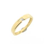 Gouden solitair ring met diamant | 0,02 ct. (gouden ring), Gebruikt, Overige kleuren, Ophalen of Verzenden, 17 tot 18