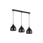 Hanglamp | Como | Zwart | 3 lichts | E27 Fitting, 50 tot 75 cm, Nieuw, Ophalen of Verzenden, Metaal