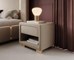 Meubella Nachtkastje Ofelia beige stof 50 cm, Verzenden, Nieuw