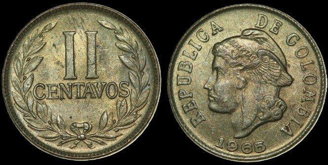 COLOMBIA KM.210 - 2 Centavos 1965 XF/AU, Postzegels en Munten, Munten | Amerika, Verzenden