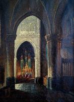 Adri Visser (1887-1969) - Kerkinterieur, Antiek en Kunst, Kunst | Schilderijen | Klassiek