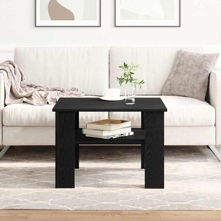 vidaXL Salontafel Zwart eiken 60 x 60 x 42 cm Bewerkt hout, Huis en Inrichting, Tafels | Salontafels, Vierkant, Nieuw, Overige houtsoorten