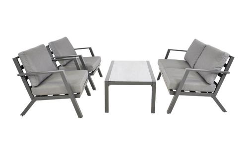 Stoel-Bank Loungeset - Marah - Aluminium - Lesli Living, Tuin en Terras, Tuinsets en Loungesets, Nieuw, Verzenden