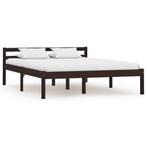 vidaXL Bedframe massief grenenhout donkerbruin 140x200 cm, Huis en Inrichting, Slaapkamer | Bedden, Bruin, Verzenden, 140 cm, 200 cm