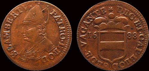 Southern Netherlands Liege Sede Vacante liard 1688 koper, Postzegels en Munten, Munten | Europa | Niet-Euromunten, Verzenden