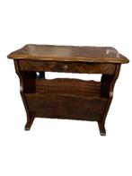 Tijdschriftenhouder - Antieke houten lectuurbak met lade en, Antiek en Kunst