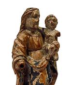 sculptuur, Madonna met slang op wereldbol - 25 cm -