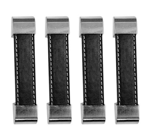 Set van 4 zwarte leren handgrepen (96 mm, metalen eindstuk), Doe-het-zelf en Verbouw, Gereedschap | Handgereedschap, Nieuw, Ophalen of Verzenden