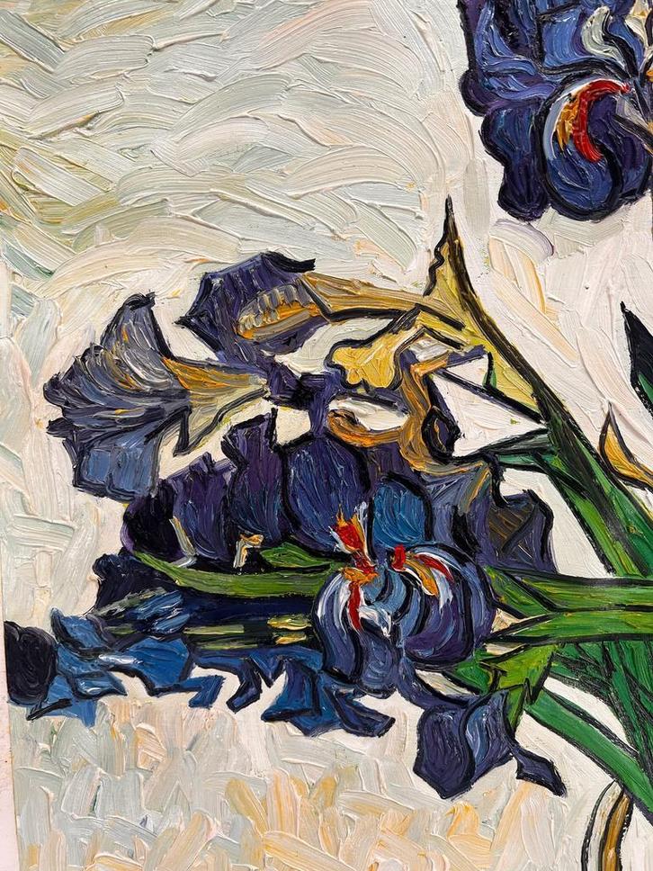 Van Gogh – Vaas met irissen – Handgeschilderd olieverf, Huis en Inrichting, Woonaccessoires | Schilderijen, Tekeningen en Foto's
